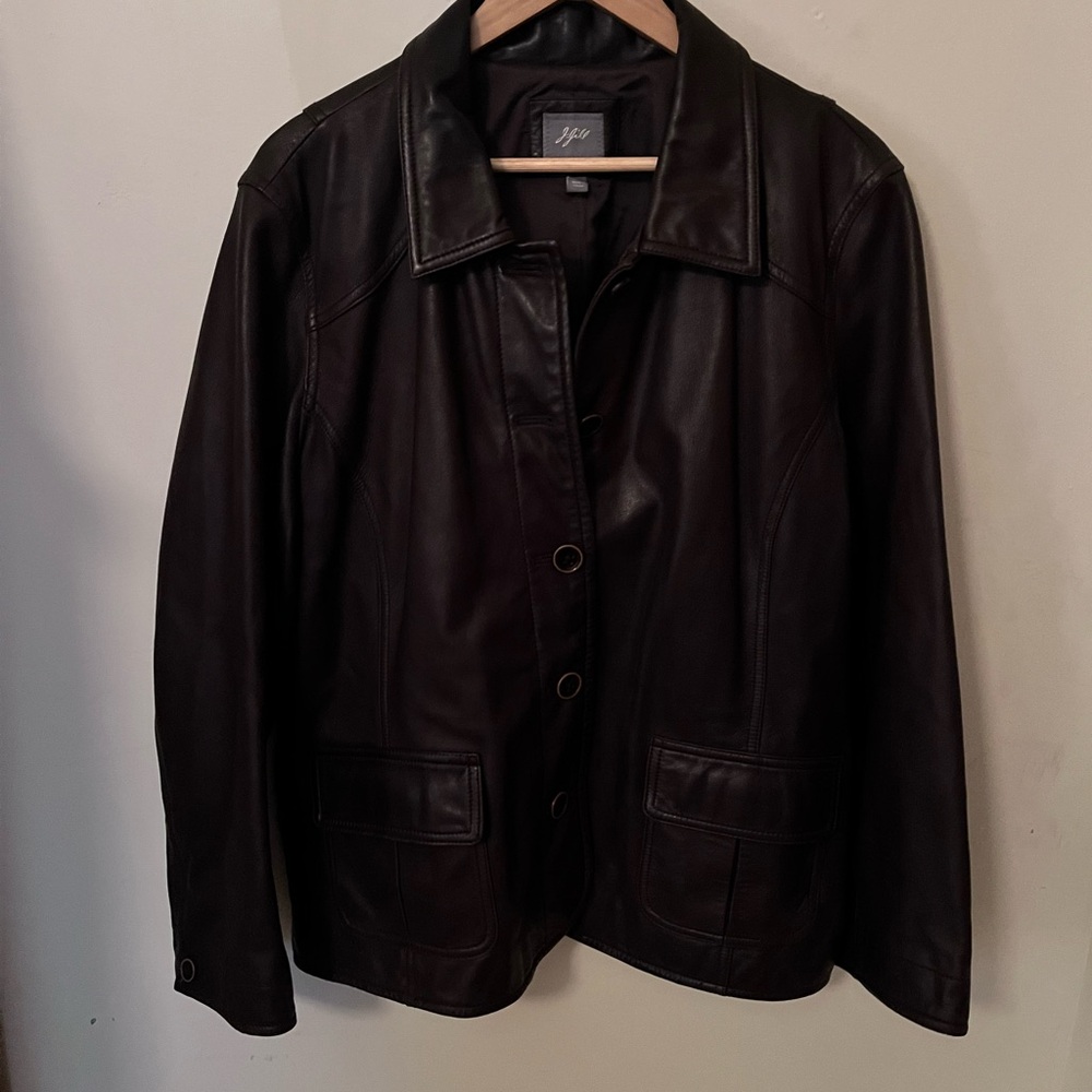 J. Jill Brown Leather Jacket women’s sizeXL